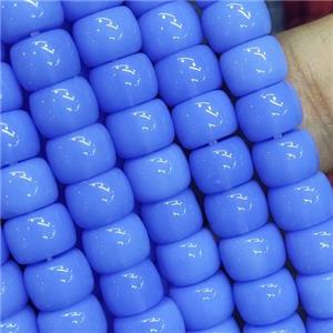 blue Jadeite Glass beads, barrel, approx 8mm [GS2035]
