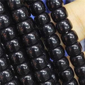 black Jadeite Glass beads, barrel, approx 8mm [GS2036]