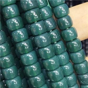 dp.green Jadeite Glass beads, barrel, approx 8mm [GS2038]