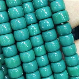 green Jadeite Glass beads, barrel, approx 8mm [GS2040]