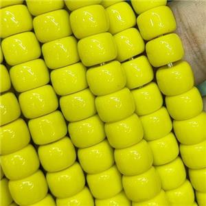 yellow Jadeite Glass beads, barrel, approx 8mm [GS2041]