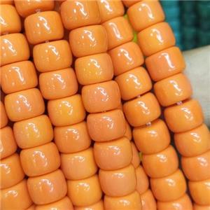 orange Jadeite Glass beads, barrel, approx 8mm [GS2042]