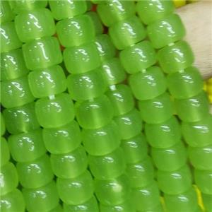 green Jadeite Glass beads, barrel, approx 8mm [GS2043]