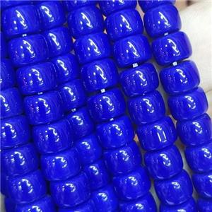 blue Jadeite Glass beads, barrel, approx 8mm [GS2045]