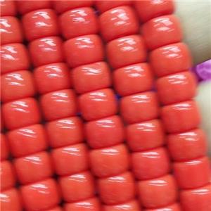 red Jadeite Glass beads, barrel, approx 8mm [GS2046]