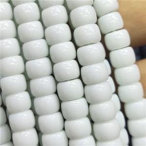 white Jadeite Glass beads, barrel, approx 8mm [GS2049]