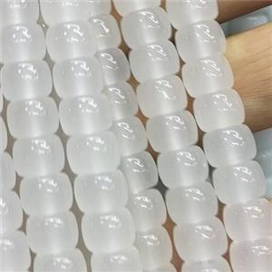 white Jadeite Glass beads, barrel, approx 8mm [GS2050]