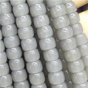 grey Jadeite Glass beads, barrel, approx 8mm [GS2052]