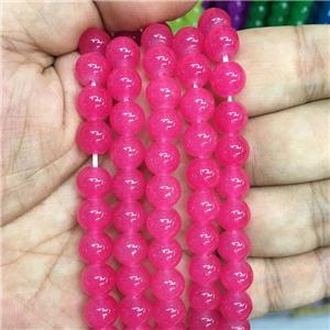 round Jadeite Glass beads, hotpink, approx 8mm dia [GS2055-8MM]