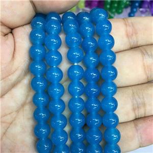 round Jadeite Glass beads, blue, approx 8mm dia [GS2056-8MM]
