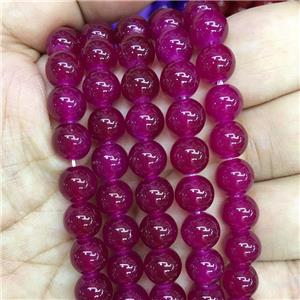 round Jadeite Glass beads, fuchsia, approx 10mm dia [GS2063-10MM]
