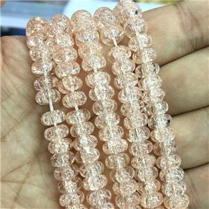 peach Crackle Crystal Glass rondelle beads, approx 5x8mm [GS2084]