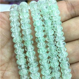 green Crackle Crystal Glass rondelle beads, approx 5x8mm [GS2086]