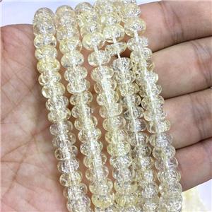 lt.yellow Crackle Crystal Glass rondelle beads, approx 5x8mm [GS2089]