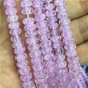 lavender Crackle Crystal Glass rondelle beads, approx 5x8mm [GS2090]
