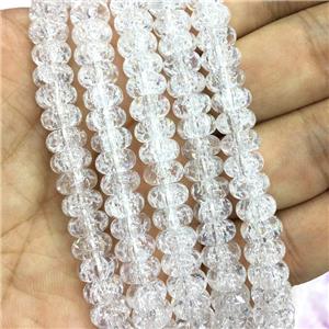 white Crackle Crystal Glass rondelle beads, approx 5x8mm [GS2093]