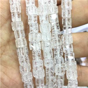 white Crackle Crystal Glass cube beads, approx 6x6mm [GS2094]