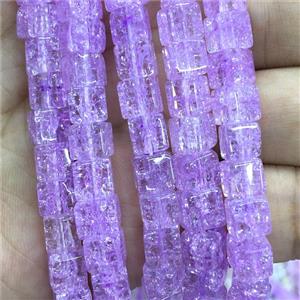 lavender Crackle Crystal Glass cube beads, approx 6x6mm [GS2099]