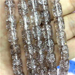 smoky Crackle Crystal Glass barrel beads, approx 8x11mm [GS2108]