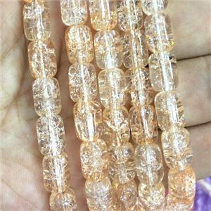 peach Crackle Crystal Glass barrel beads, approx 8x11mm [GS2110]