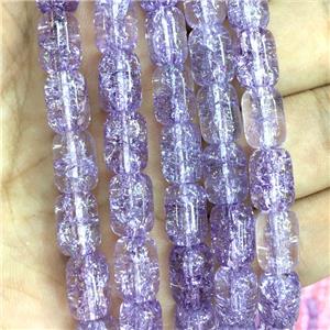 lilac Crackle Crystal Glass barrel beads, approx 8x11mm [GS2112]