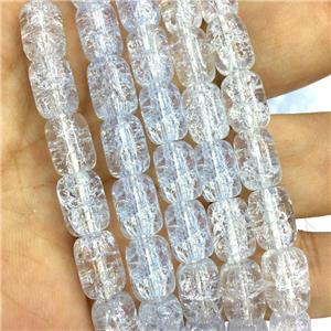 lt.blue Crackle Crystal Glass barrel beads, approx 8x11mm [GS2113]