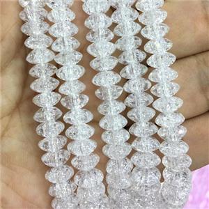 white Crackle Crystal Glass bicone beads, approx 4x8mm [GS2117]