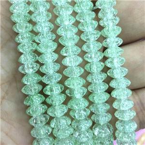 green Crackle Crystal Glass bicone beads, approx 4x8mm [GS2119]