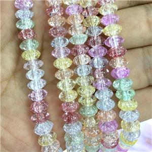 mixed Crackle Crystal Glass bicone beads, approx 4x8mm [GS2127]