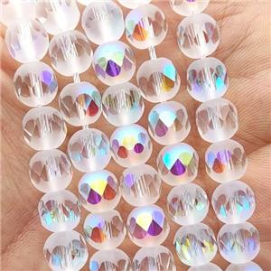 Crystal Glass beads, faceted round, clear AB-color, approx 8mm [GS2137]