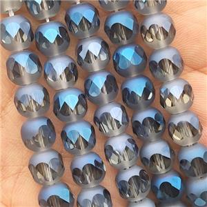 Crystal Glass beads, faceted round, blue electroplated, approx 8mm [GS2140]