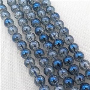 round Crackle Crystal Glass Beads, gray blue plated, approx 8mm dia [GS2146-8MM]