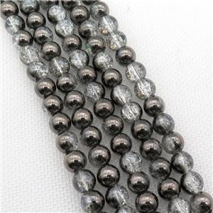 round Crackle Crystal Glass Beads, approx 4mm dia [GS2153-4MM]