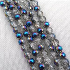 round Crackle Crystal Glass Beads, hlaf bluepurple plated, approx 8mm dia [GS2155-8MM]