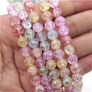 round Crackle Crystal Glass Beads, mixed color, approx 6mm dia [GS2158-6MM]