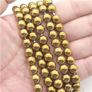 round gold Crystal Glass Beads, approx 6mm dia [GS2164-6MM]