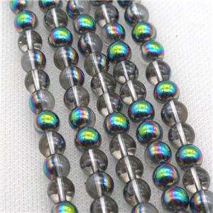 round Crystal Glass Beads, half rainbow plated, approx 4mm dia [GS2165-4MM]