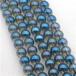 round Crystal Glass Beads, half blue plated, approx 4mm dia [GS2167-4MM]