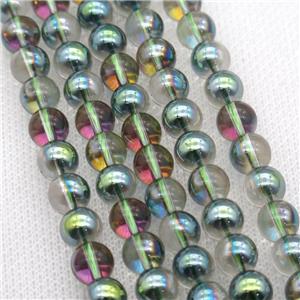 round Crystal Glass Beads, half green, approx 12mm dia [GS2170-12MM]