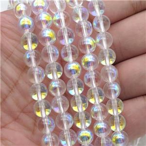 round Crystal Glass Beads, clear AB-color, approx 4mm dia [GS2180-4MM]