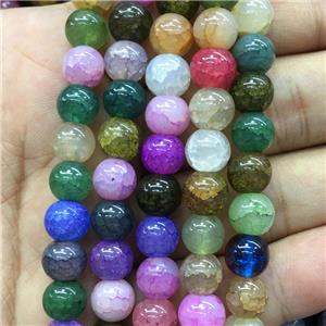 Crackle Glass round Beads, mixed color, approx 8mm dia [GS2200-8MM]