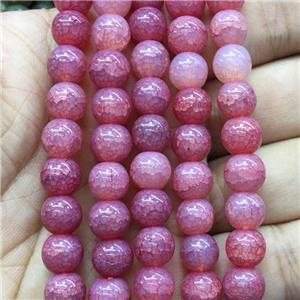 pink Crackle Glass round Beads, approx 8mm dia [GS2202-8MM]