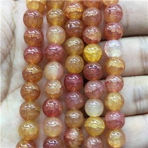 orange Crackle Glass round Beads, approx 8mm dia [GS2204-8MM]