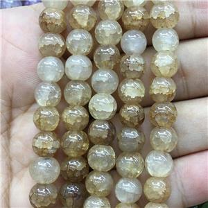 khaki Crackle Glass round Beads, approx 12mm dia [GS2207-12MM]