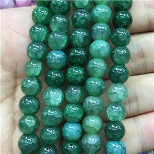 green Crackle Glass round Beads, approx 12mm dia [GS2214-12MM]