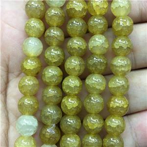 olive Crackle Glass round Beads, approx 12mm dia [GS2219-12MM]