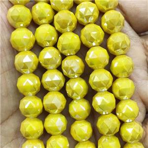 yellow Jadeite Glass Beads, faceted round, approx 10mm, 72pcs per st [GS2221]
