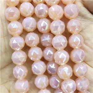peach Jadeite Glass Beads, faceted round, approx 10mm, 72pcs per st [GS2222]