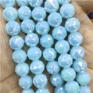 aqua Jadeite Glass Beads, faceted round, approx 10mm, 72pcs per st [GS2224]