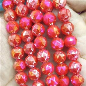 red Jadeite Glass Beads, faceted round, approx 10mm, 72pcs per st [GS2225]